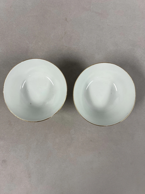 古玩陶瓷胭脂紅山水紋小碗真品鑒賞圖