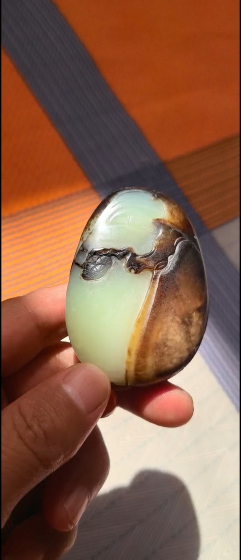 古玩玉器和田玉雕“山水把件”真品鑒賞圖