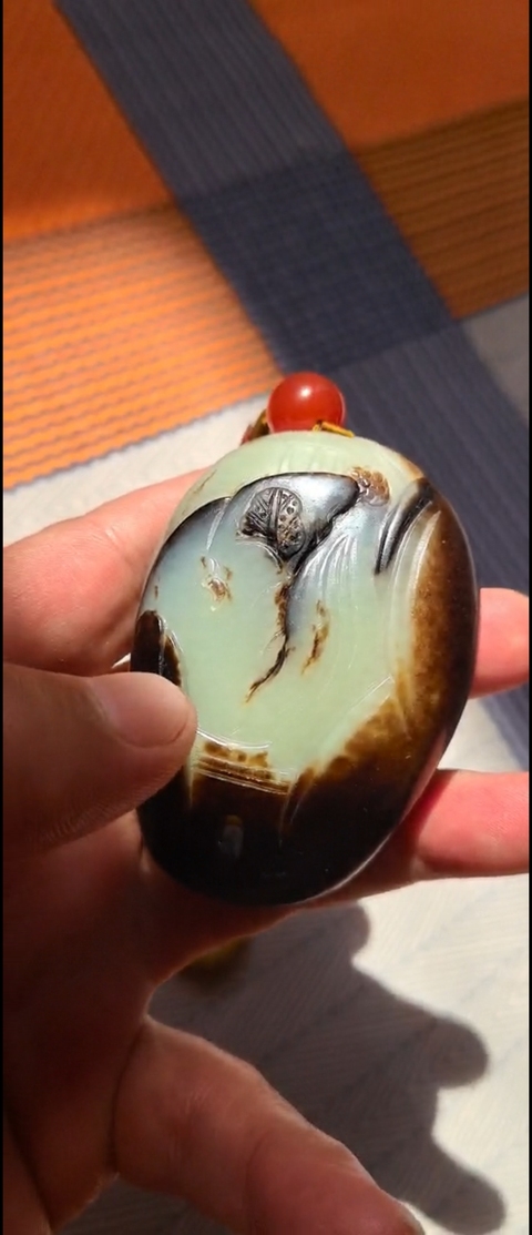 古玩玉器和田玉雕“山水把件”真品鑒賞圖