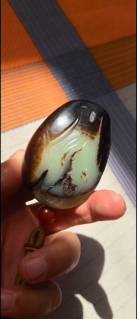 古玩玉器和田玉雕“山水把件”真品鑒賞圖