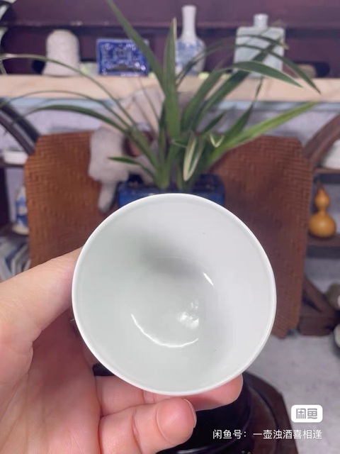 古玩陶瓷青花白菜紋杯真品鑒賞圖
