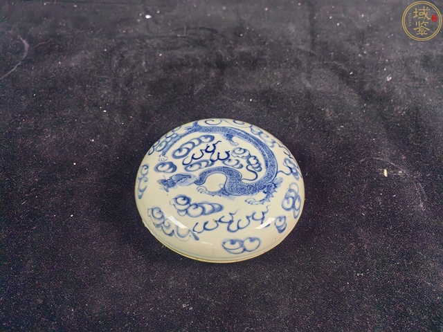 古玩陶瓷青花煨瓷云龍紋印泥盒拍賣，當前價格8288元