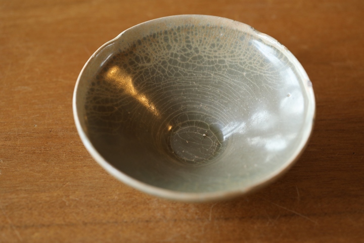 古玩陶瓷越窯青瓷葵口盞，平臺不允許估價真品鑒賞圖