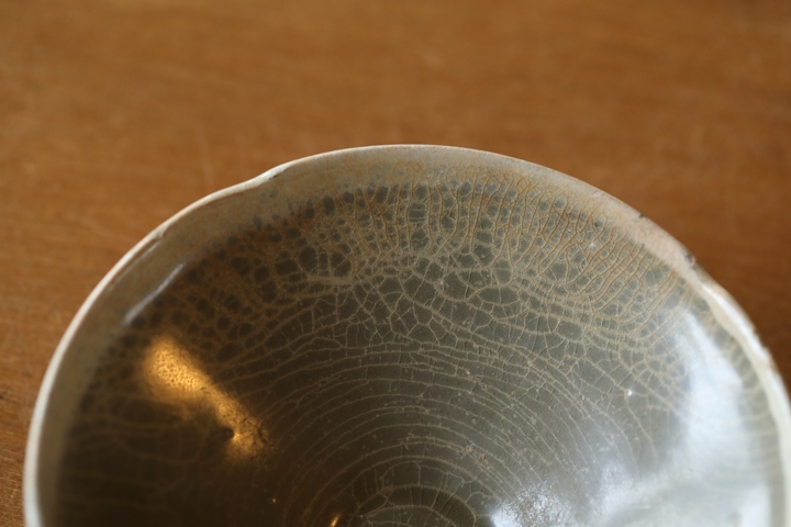 古玩陶瓷越窯青瓷葵口盞，平臺不允許估價真品鑒賞圖