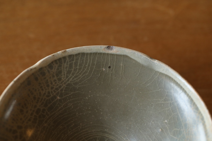 古玩陶瓷越窯青瓷葵口盞，平臺不允許估價真品鑒賞圖