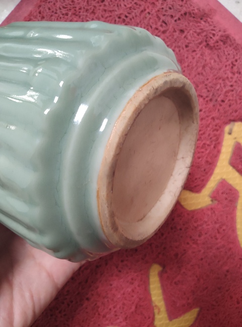 古玩陶瓷青釉竹接紋香爐真品鑒賞圖