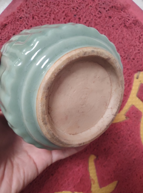 古玩陶瓷青釉竹接紋香爐真品鑒賞圖