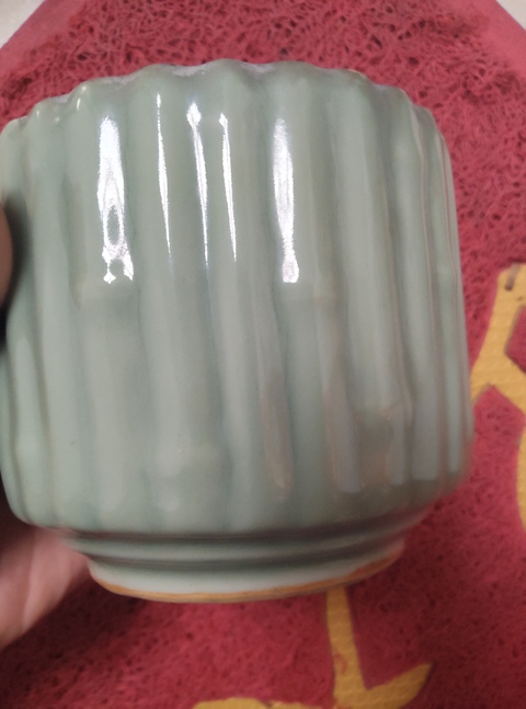 古玩陶瓷青釉竹接紋香爐真品鑒賞圖