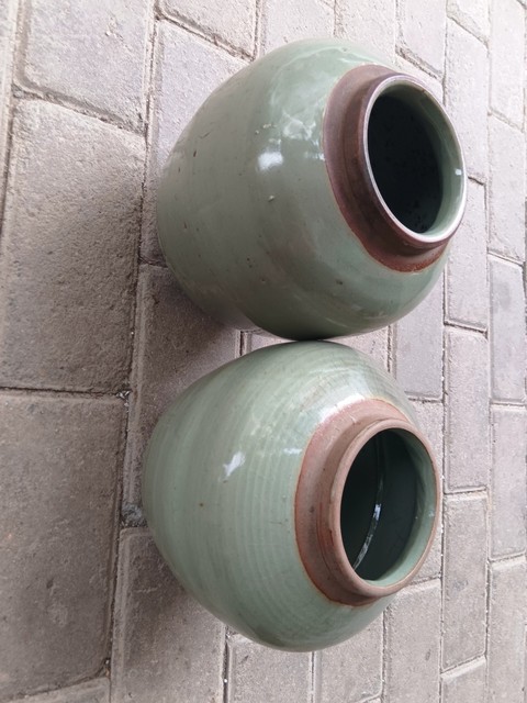 古玩陶瓷明代·青釉罐一對真品鑒賞圖