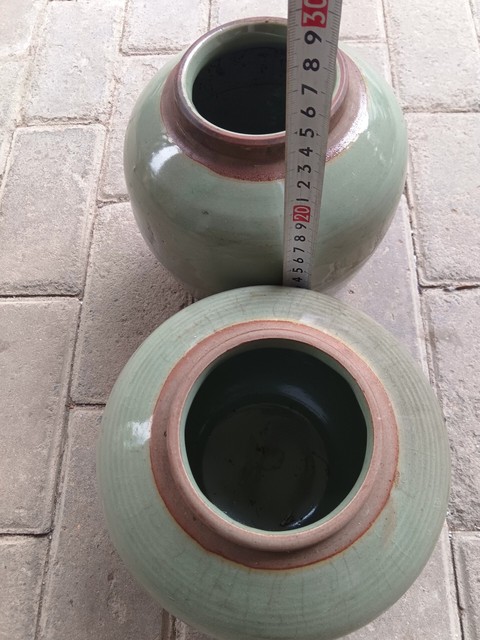 古玩陶瓷明代·青釉罐一對真品鑒賞圖