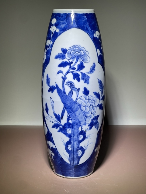 古玩陶瓷冰梅開(kāi)窗錦上添花橄欖瓶真品鑒賞圖