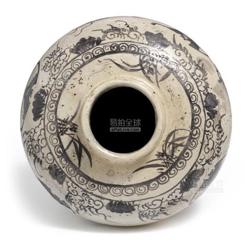 古玩陶瓷元代磁州窯白地黑花紋罐真品鑒賞圖