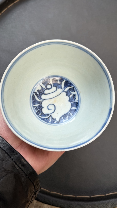 古玩陶瓷青花鶴鹿同春圖紋碗真品鑒賞圖