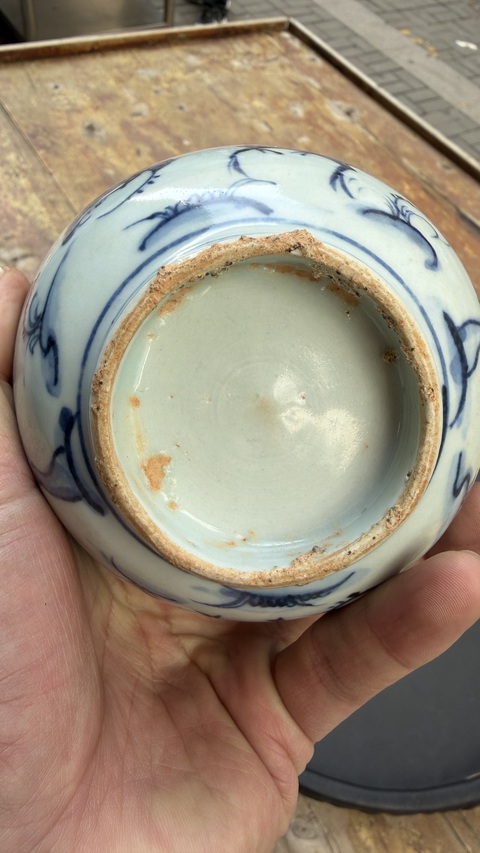 古玩陶瓷青花鶴鹿同春圖紋碗真品鑒賞圖