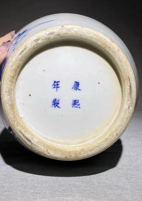 古玩陶瓷青花人物詩文觀音瓶真品鑒賞圖