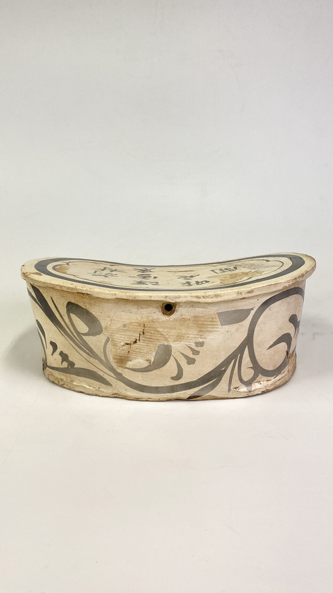 古玩陶瓷磁州窯白地黑花詩文枕真品鑒賞圖