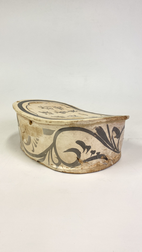 古玩陶瓷磁州窯白地黑花詩文枕真品鑒賞圖