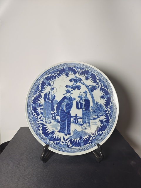 古玩陶瓷三星人物盤（貼畫）真品鑒賞圖