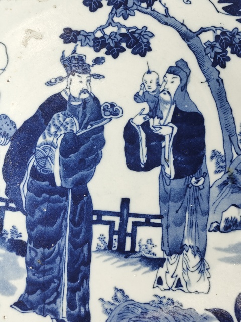 古玩陶瓷三星人物盤（貼畫）真品鑒賞圖