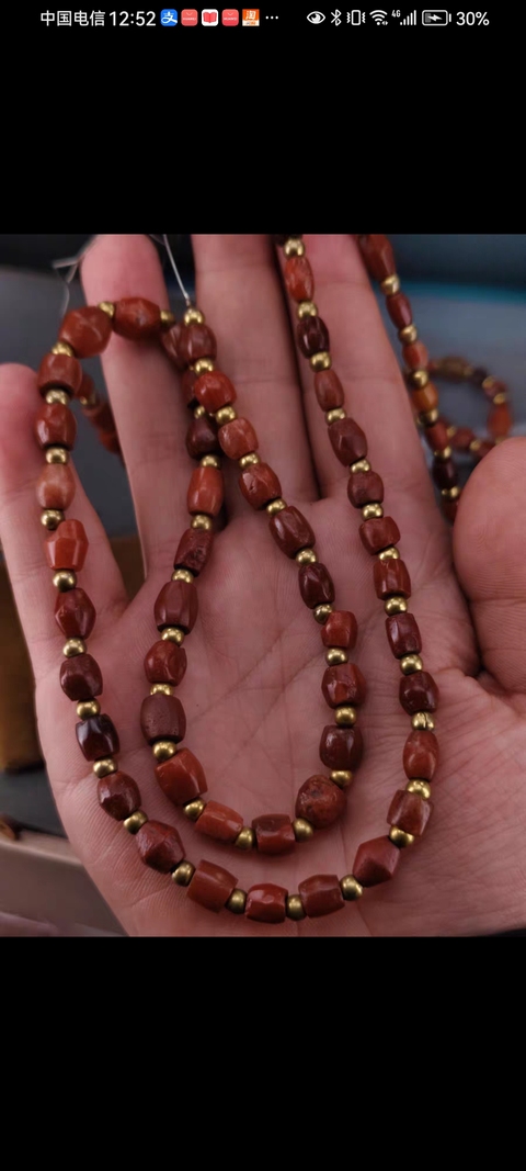 古玩玉器天然紅瑪瑙珠串真品鑒賞圖