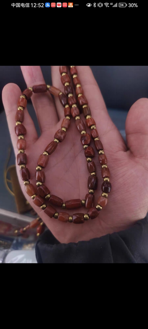 古玩玉器天然紅瑪瑙珠串真品鑒賞圖