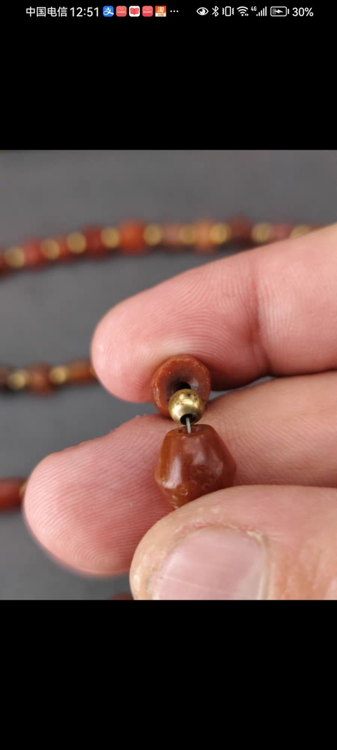 古玩玉器天然紅瑪瑙珠串真品鑒賞圖