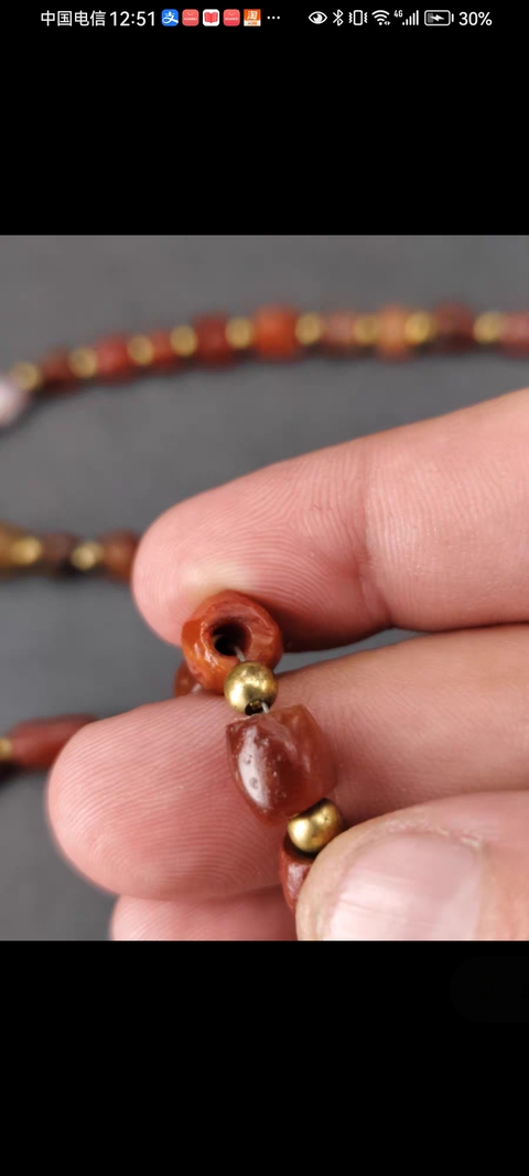 古玩玉器天然紅瑪瑙珠串真品鑒賞圖