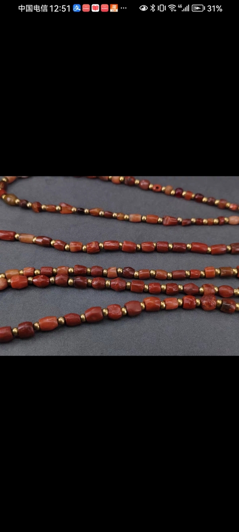 古玩玉器天然紅瑪瑙珠串真品鑒賞圖