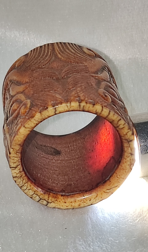 古玩字畫饕餮紋骨質班指真品鑒賞圖