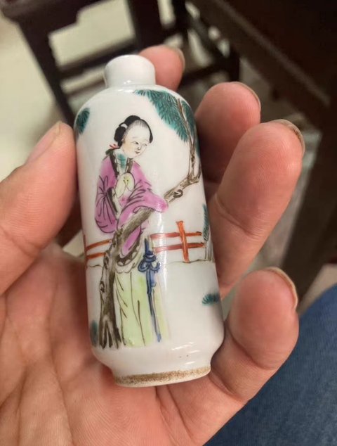 古玩陶瓷晚清粉彩人物鼻煙壺拍賣，當前價格888元