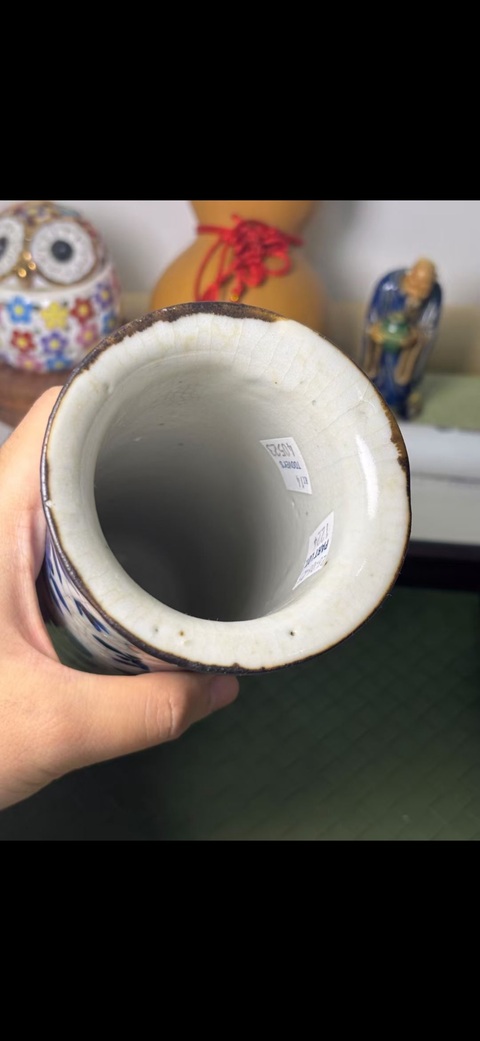 古玩陶瓷哥釉地鐵銹釉青花花觚真品鑒賞圖