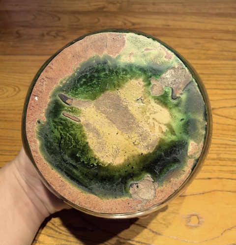 古玩陶瓷元末明初綠釉印花罐拍賣，當前價格136元