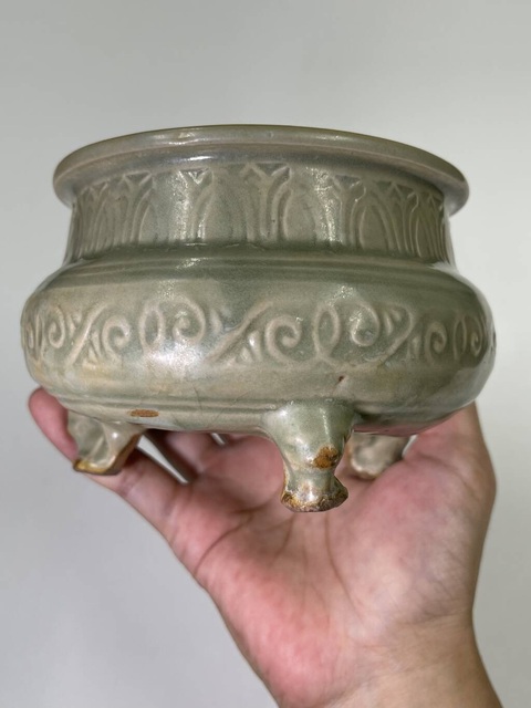 古玩陶瓷耀州窯刻花爐真品鑒賞圖