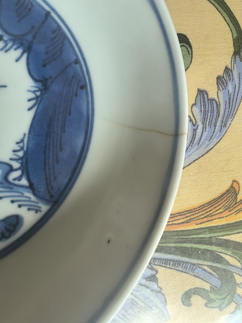 古玩陶瓷太公釣魚青花盤真品鑒賞圖