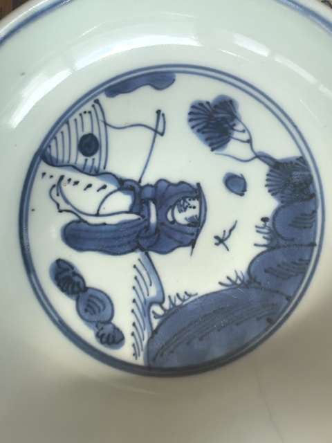 古玩陶瓷太公釣魚青花盤真品鑒賞圖