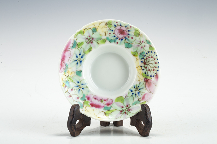 古玩陶瓷民國(guó)·粉彩百花不落地團(tuán)龍紋三才碗真品鑒賞圖