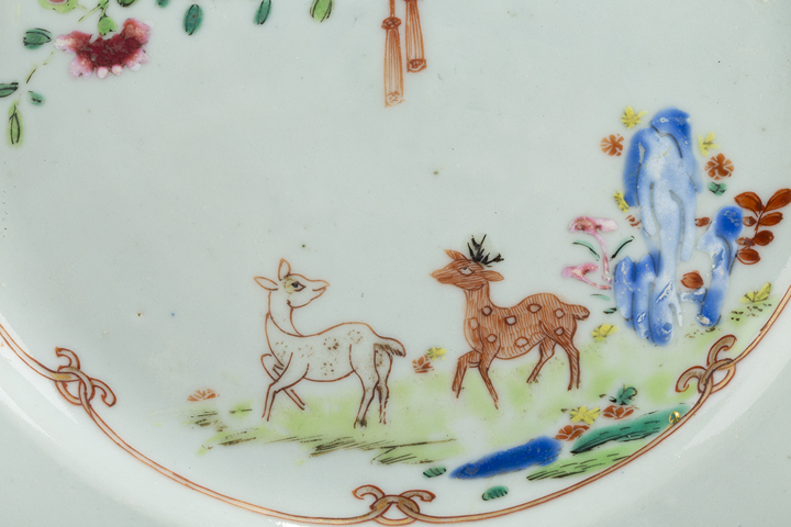 古玩陶瓷清乾隆·粉彩福祿花卉紋八方盤拍賣，當前價格640元