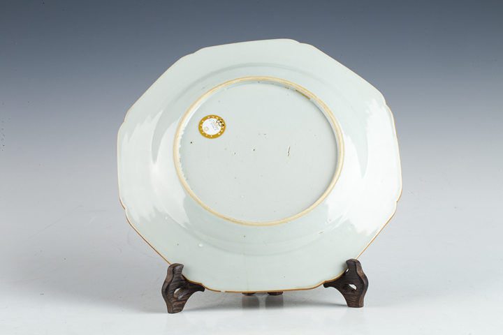 古玩陶瓷清乾隆·粉彩福祿花卉紋八方盤拍賣，當前價格640元