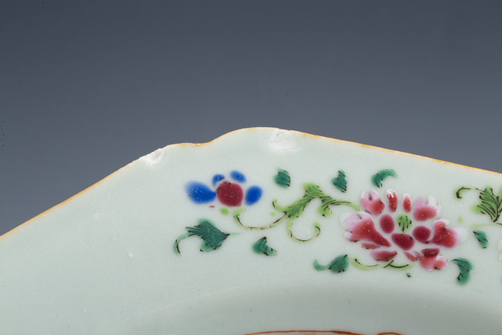 古玩陶瓷清乾隆·粉彩福祿花卉紋八方盤拍賣，當前價格640元