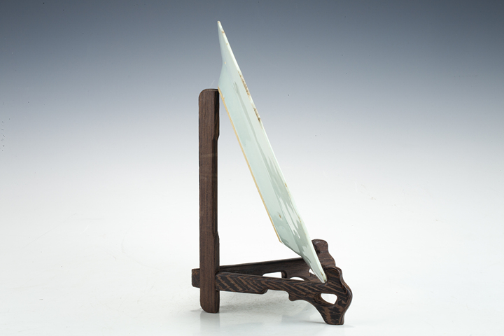 古玩陶瓷清中·青花山水樓閣紋花口盤真品鑒賞圖