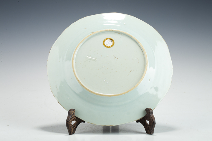 古玩陶瓷清中·青花山水樓閣紋花口盤真品鑒賞圖