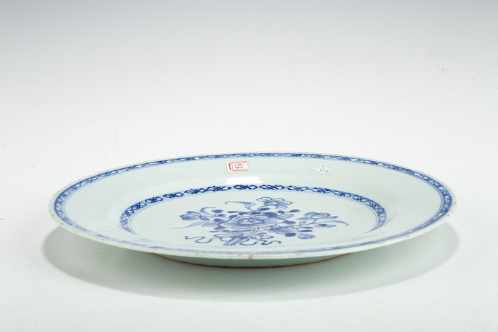 古玩陶瓷清中·青花花卉紋折沿盤真品鑒賞圖