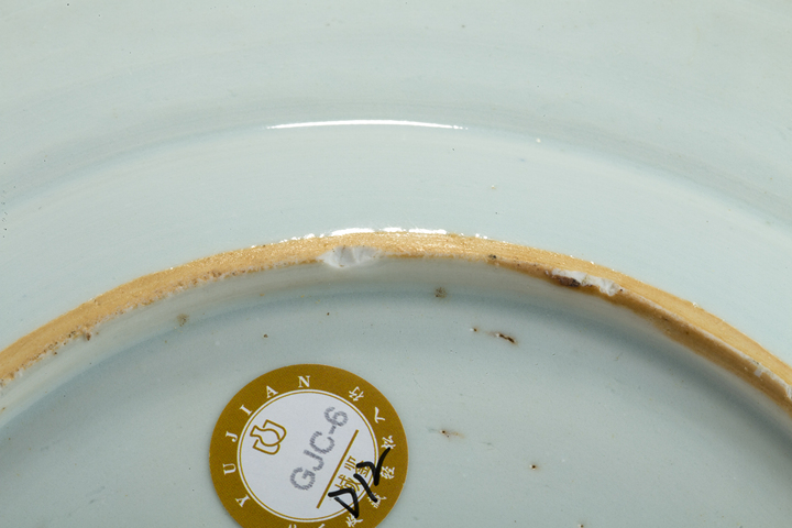 古玩陶瓷清中·青花花卉紋折沿盤真品鑒賞圖