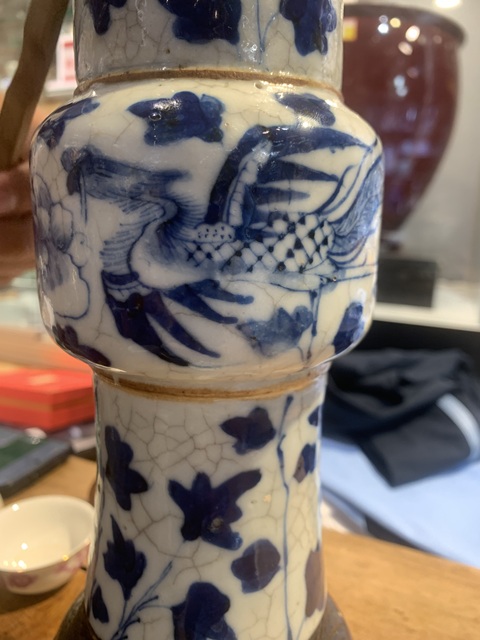 古玩陶瓷青花鳳紋花觚真品鑒賞圖