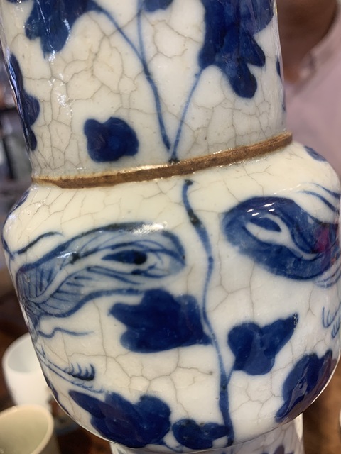 古玩陶瓷青花鳳紋花觚真品鑒賞圖