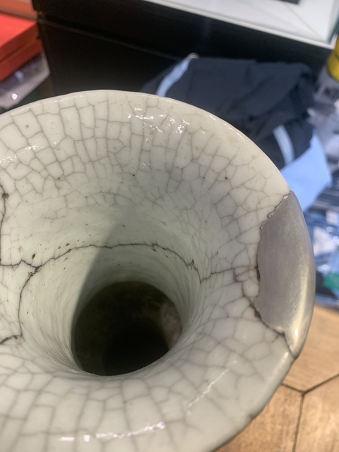 古玩陶瓷青花鳳紋花觚真品鑒賞圖