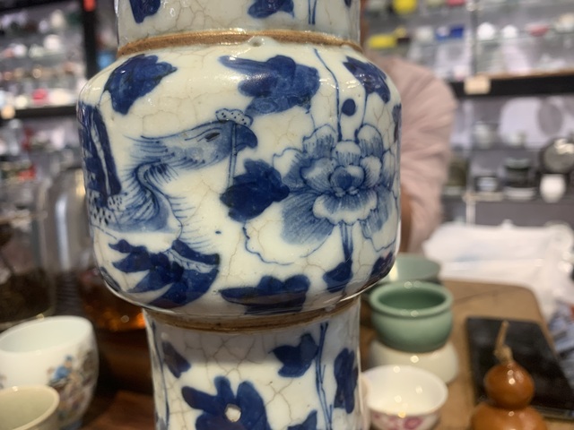 古玩陶瓷青花鳳紋花觚真品鑒賞圖