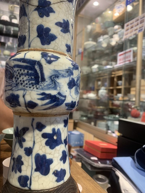 古玩陶瓷青花鳳紋花觚真品鑒賞圖