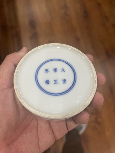 古玩陶瓷西廂記青花蓋盒真品鑒賞圖