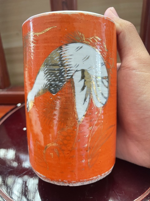 古玩陶瓷松鶴紋筆筒真品鑒賞圖